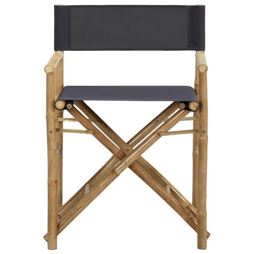 Folding Director's Chairs 2 Pcs Outdoor Camping Chair Bamboo and Fabric