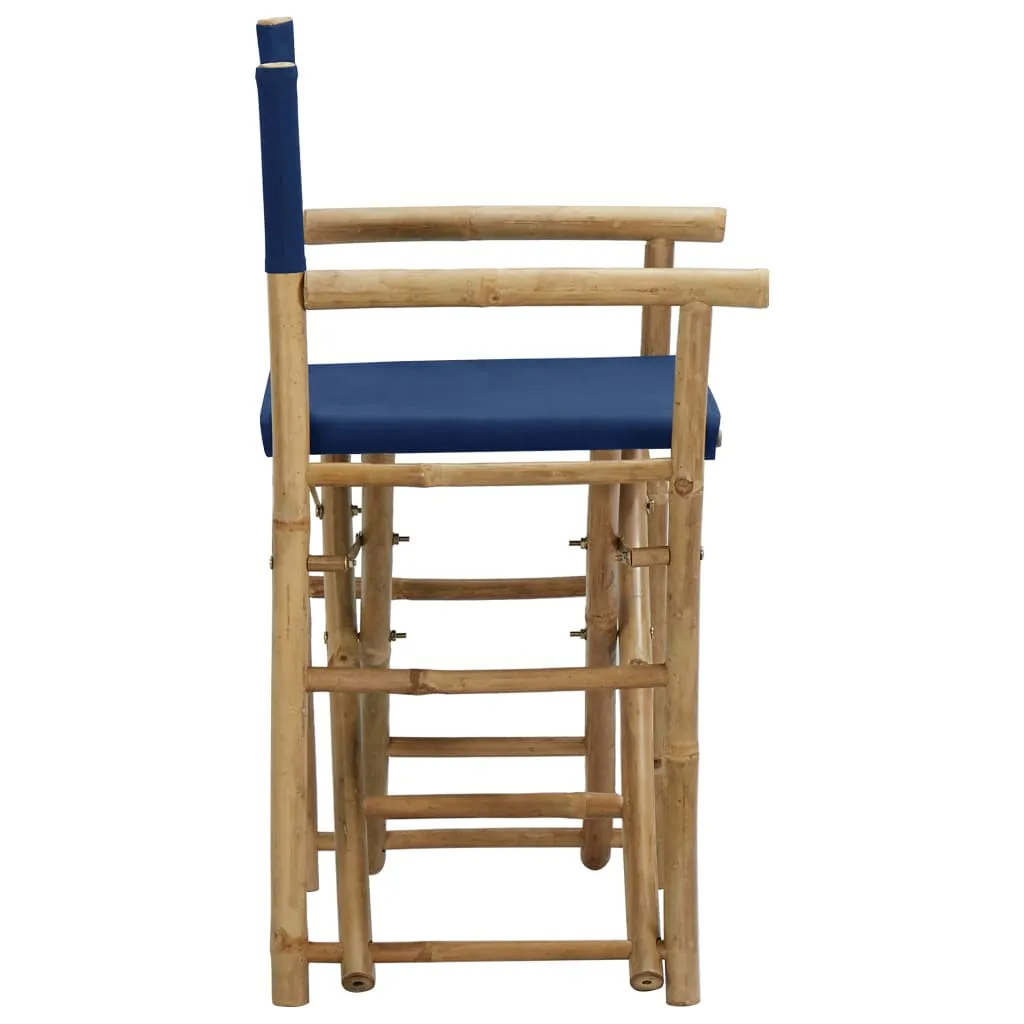 Folding Director's Chairs 2 Pcs Outdoor Camping Chair Bamboo and Fabric