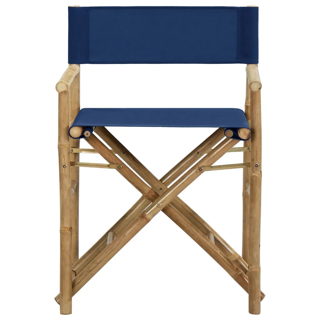 Folding Director's Chairs 2 Pcs Outdoor Camping Chair Bamboo and Fabric