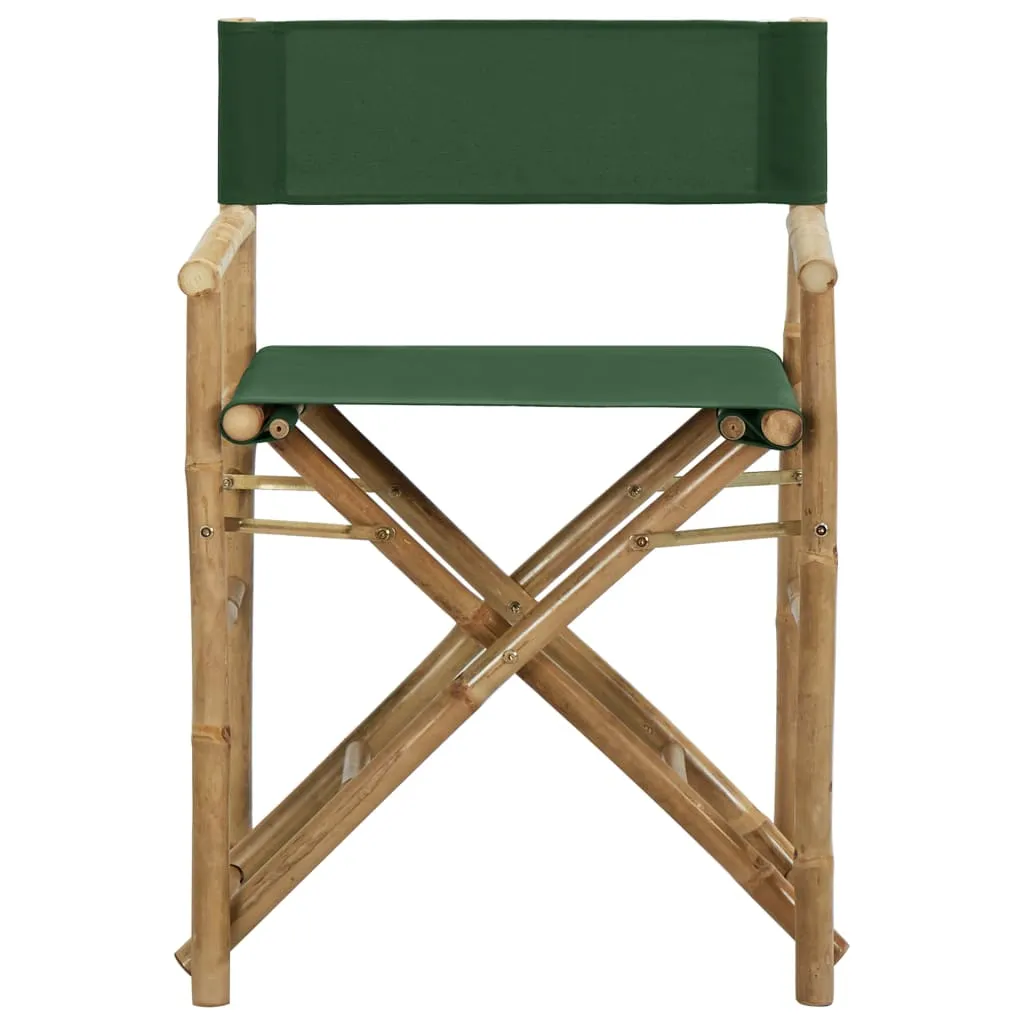 Folding Director's Chairs 2 Pcs Outdoor Camping Chair Bamboo and Fabric