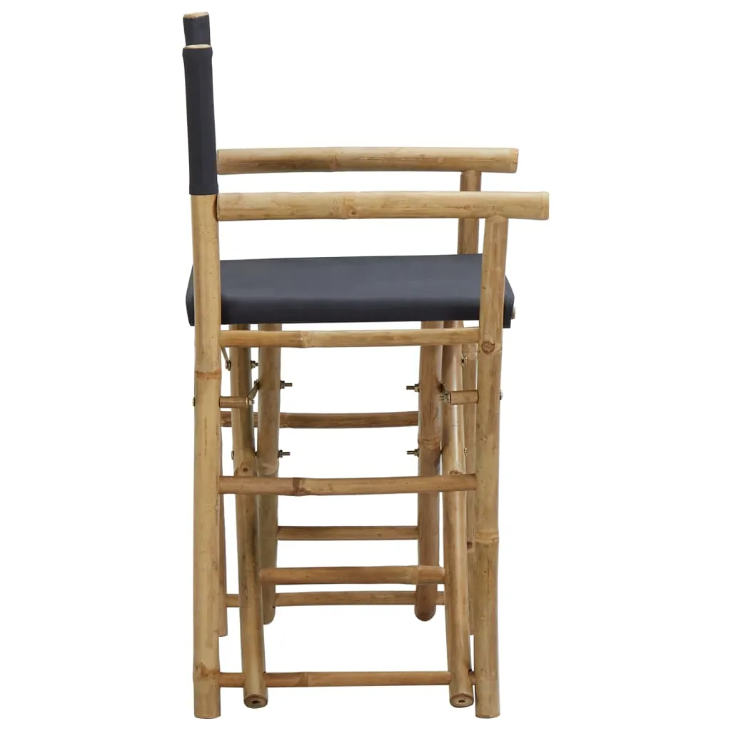 Folding Director's Chairs 2 Pcs Outdoor Camping Chair Bamboo and Fabric