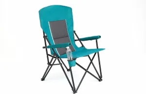 Folding Outdoor Chair, Heavy Duty 250 lbs Capacity, High Back Design with Cup Holder (Blue)