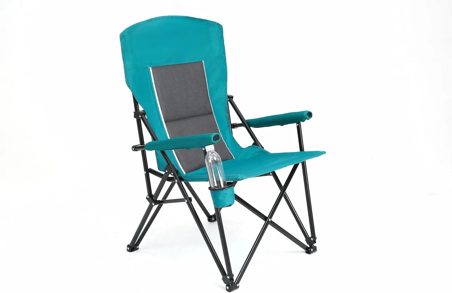 Folding Outdoor Chair, Heavy Duty 250 lbs Capacity, High Back Design with Cup Holder (Blue)