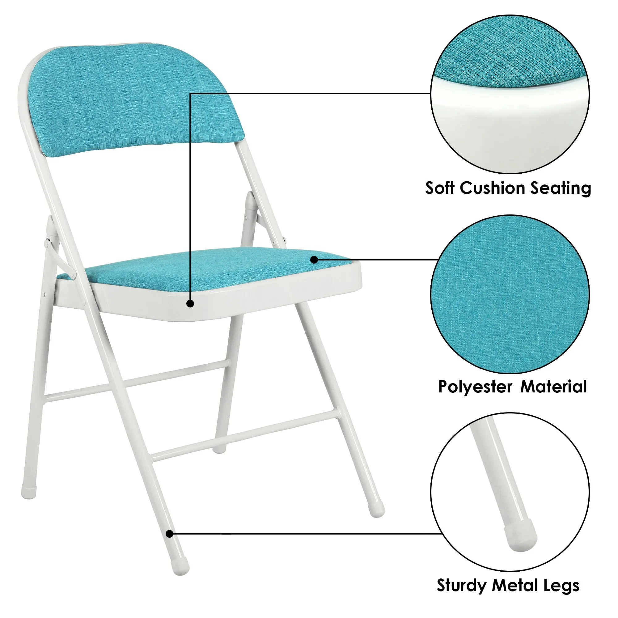 Folding Padded Blue Metal Chair