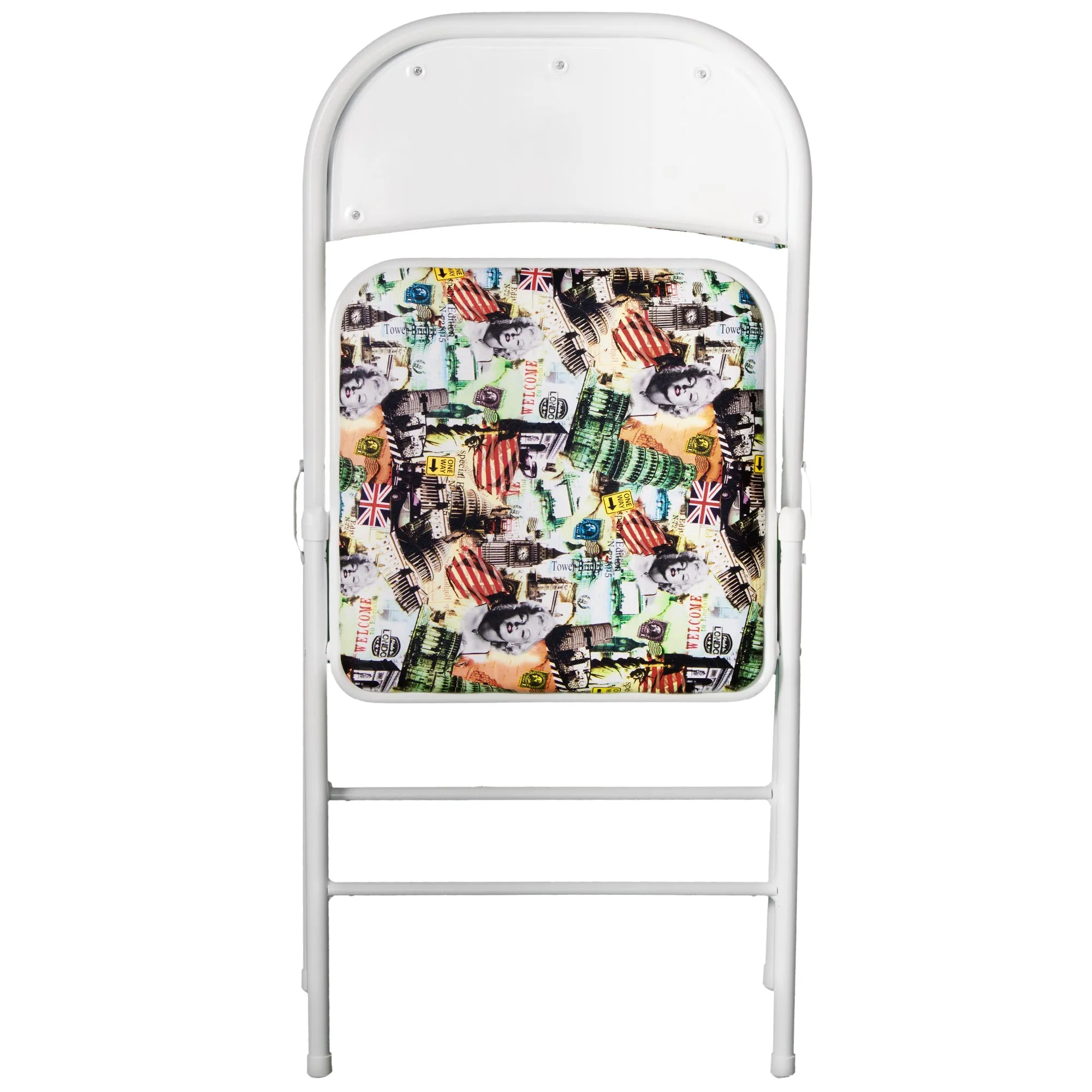 Folding Padded Orange Metal Chair
