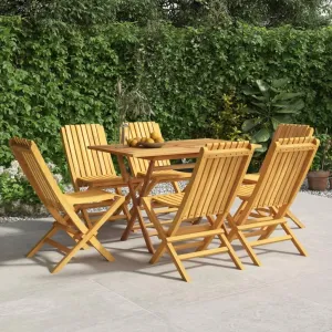 Folding Patio Chairs Set of 6, Solid Teak Outdoor Chairs 18.5"x18.5"x35", Folding Design for Garden, Patio, Beach, and Dining
