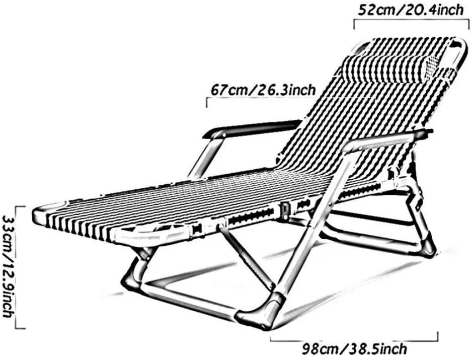 Folding Reclining Chair Camping Recliner, with Armrests for Indoor Nap Lazy Leisure Outdoor Travel Beach Garden Deck Chair,A,67x18x97cm