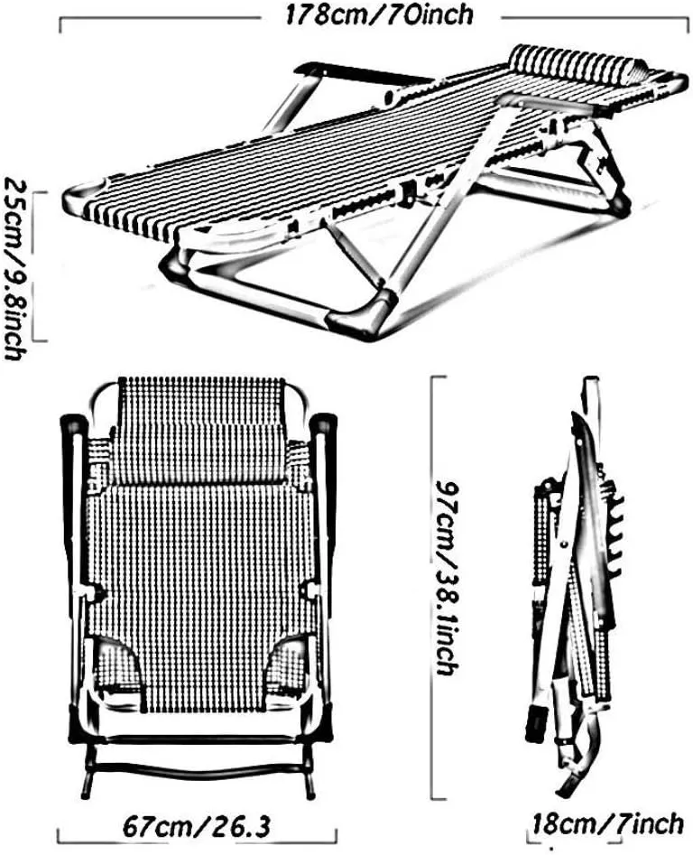 Folding Reclining Chair Camping Recliner, with Armrests for Indoor Nap Lazy Leisure Outdoor Travel Beach Garden Deck Chair,A,67x18x97cm