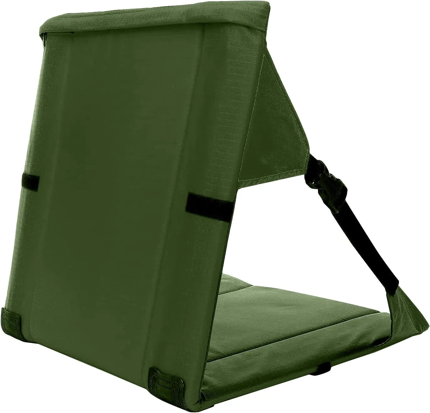 Folding Stadium Seat Cushion with Backrest, Portable Bleacher Pad for Camping, Fishing,15.8'' x 16.5'',Lightweight Chair with Backrest for Outdoor Sports and Concerts (Green)