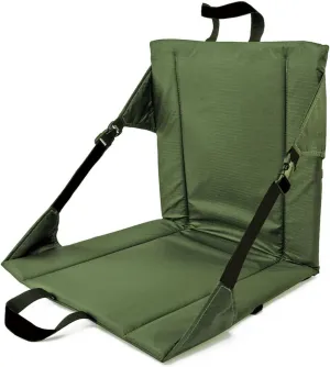 Folding Stadium Seat Cushion with Backrest, Portable Bleacher Pad for Camping, Fishing,15.8'' x 16.5'',Lightweight Chair with Backrest for Outdoor Sports and Concerts (Green)