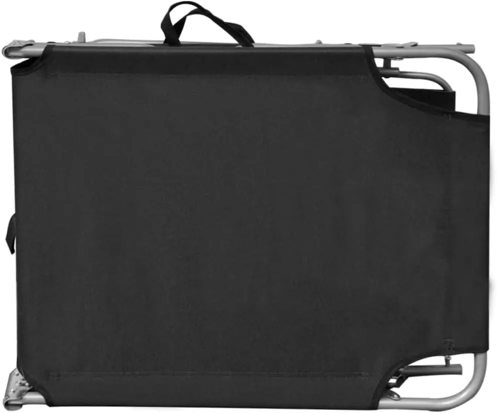 Folding Sun Lounger with Canopy Steel and Fabric Blacktanning Chair Camping Chairs Outdoor Lounge Chairs Patio chairsSuitable for Gardens, courtyards