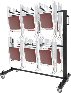 Folding Table and Chairs Cart, Two Tier Steel Chair Dolly for Stackable Chairs and Tables, Storage Rack with Rubber Locking Wheel, 84 Folding Chairs Capacity Mobile Chair Dolly