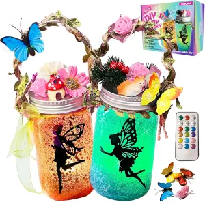FOMOMDI DIY Fairies in a Jar, Color Changing Fairy Lantern Night Light Kit with Remote Control, Kids Girls Birthday Holiday Gifts Activities Arts Crafts Toy