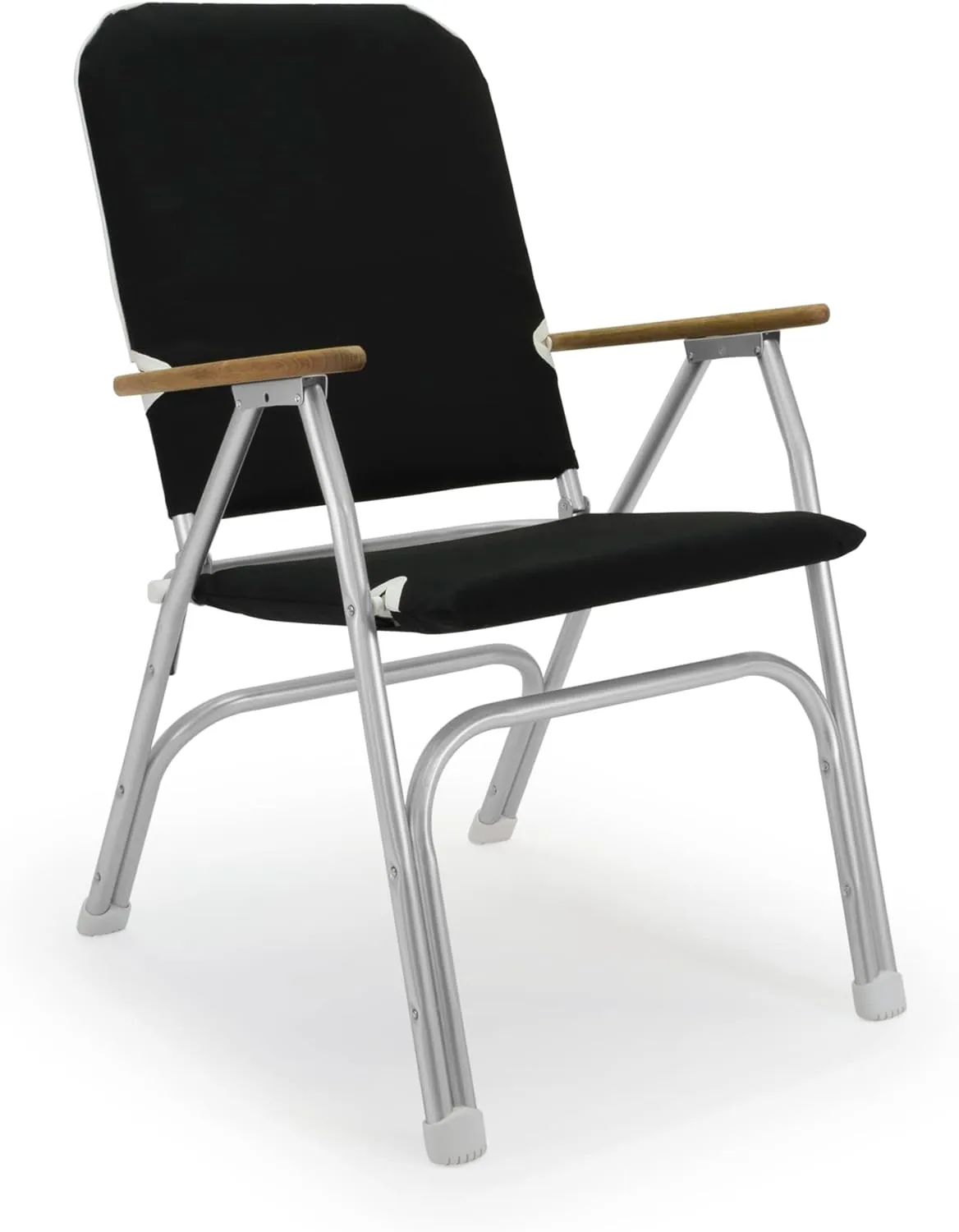 FORMA MARINE Boat Chair Black Large Padded Deck Folding Marine Aluminum Teak Armrests Furniture Venus V100BL