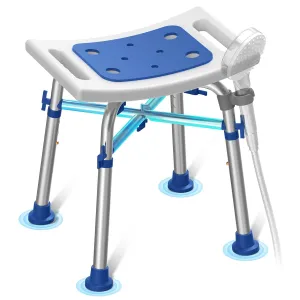 FSA/HSA Eligible Heavy Duty Shower Stool 500lb with Reinforced Crossing Bar, Height Adjustable Padded Shower Chair for Inside Shower, Tool Free Assembly Shower Seats for Adults