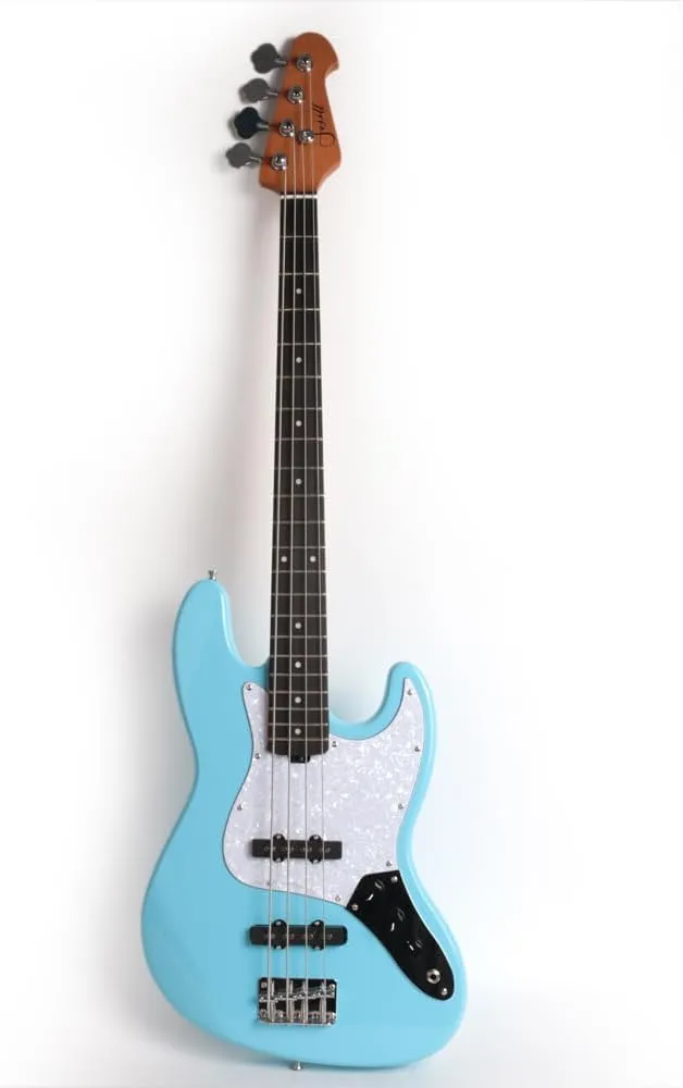 Full Size Standard Electric Bass Guitar Four 4 String Right Hand Handed Solid Basswood Body Roasted Canadian Maple Neck Genuine Rosewood Fretboard Fingerboard with Gig Bag