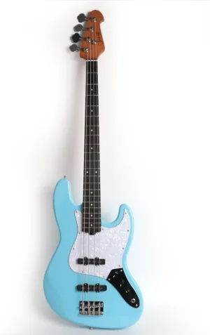 Full Size Standard Electric Bass Guitar Four 4 String Right Hand Handed Solid Basswood Body Roasted Canadian Maple Neck Genuine Rosewood Fretboard Fingerboard with Gig Bag