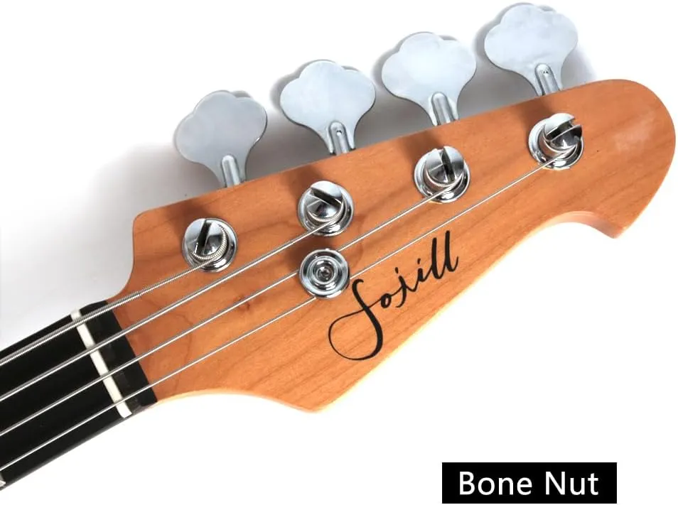 Full Size Standard Electric Bass Guitar Four 4 String Right Hand Handed Solid Basswood Body Roasted Canadian Maple Neck Genuine Rosewood Fretboard Fingerboard with Gig Bag
