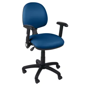 Function operator chair, mid back, black base, folding arms, standard castor, vinyl upholstery, navy