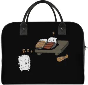 Funny Sleepwalking Sushi Duffle Bag for Travel Crossbody Sports Tote Gym Bag Shoulder Weekender Overnight Bag
