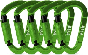 FVW Auto Locking Rock Climbing Carabiner Clips,Professional 25KN (5620 lbs) Heavy Duty Caribeaners for Rappelling Swing Rescue & Gym etc, Large D-Shaped Carabiners