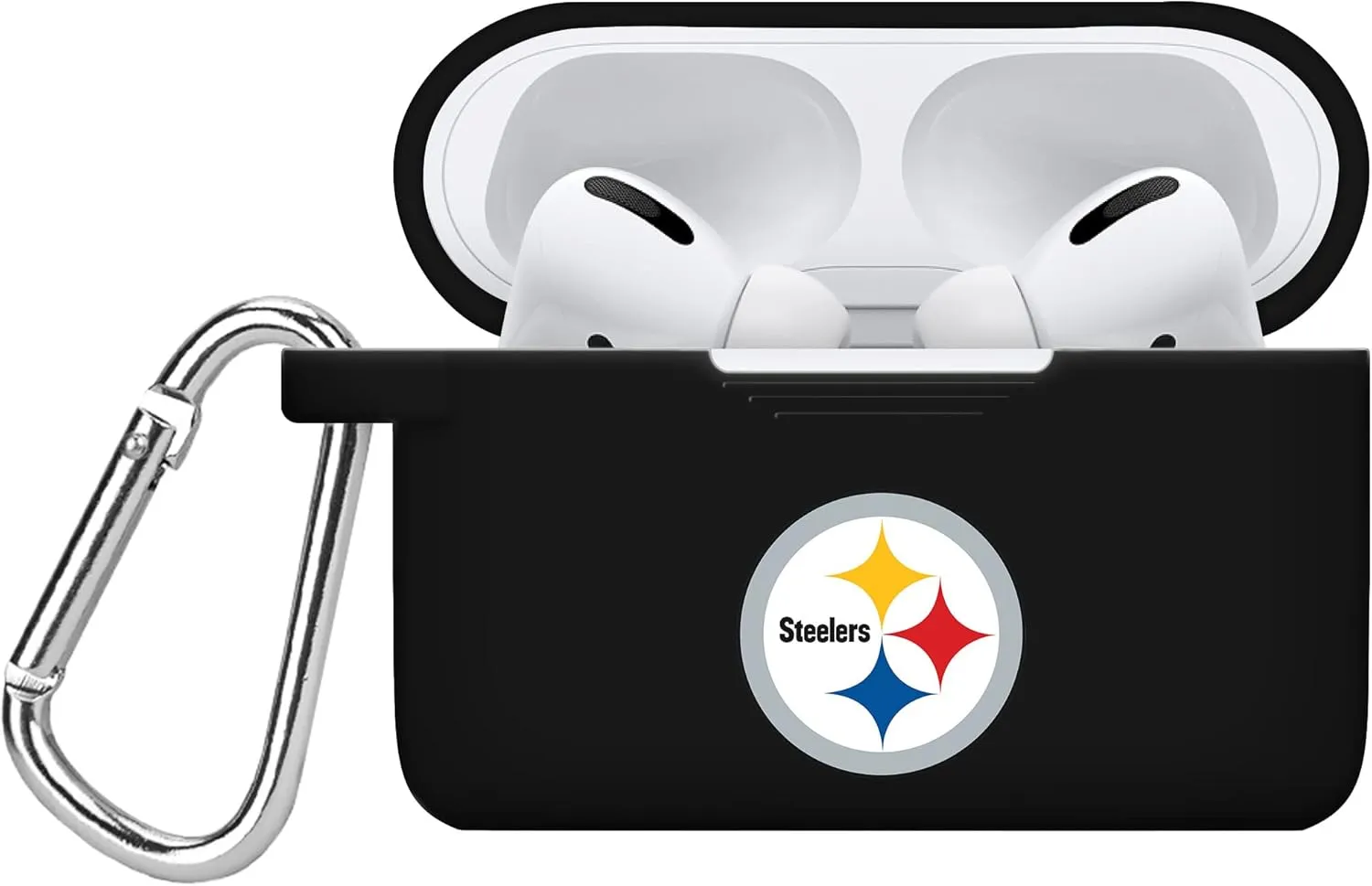 Game Time Pittsburgh Steelers Silicone Watch Band and Case Cover Combo Package Compatible with Apple Watch and AirPods Pro