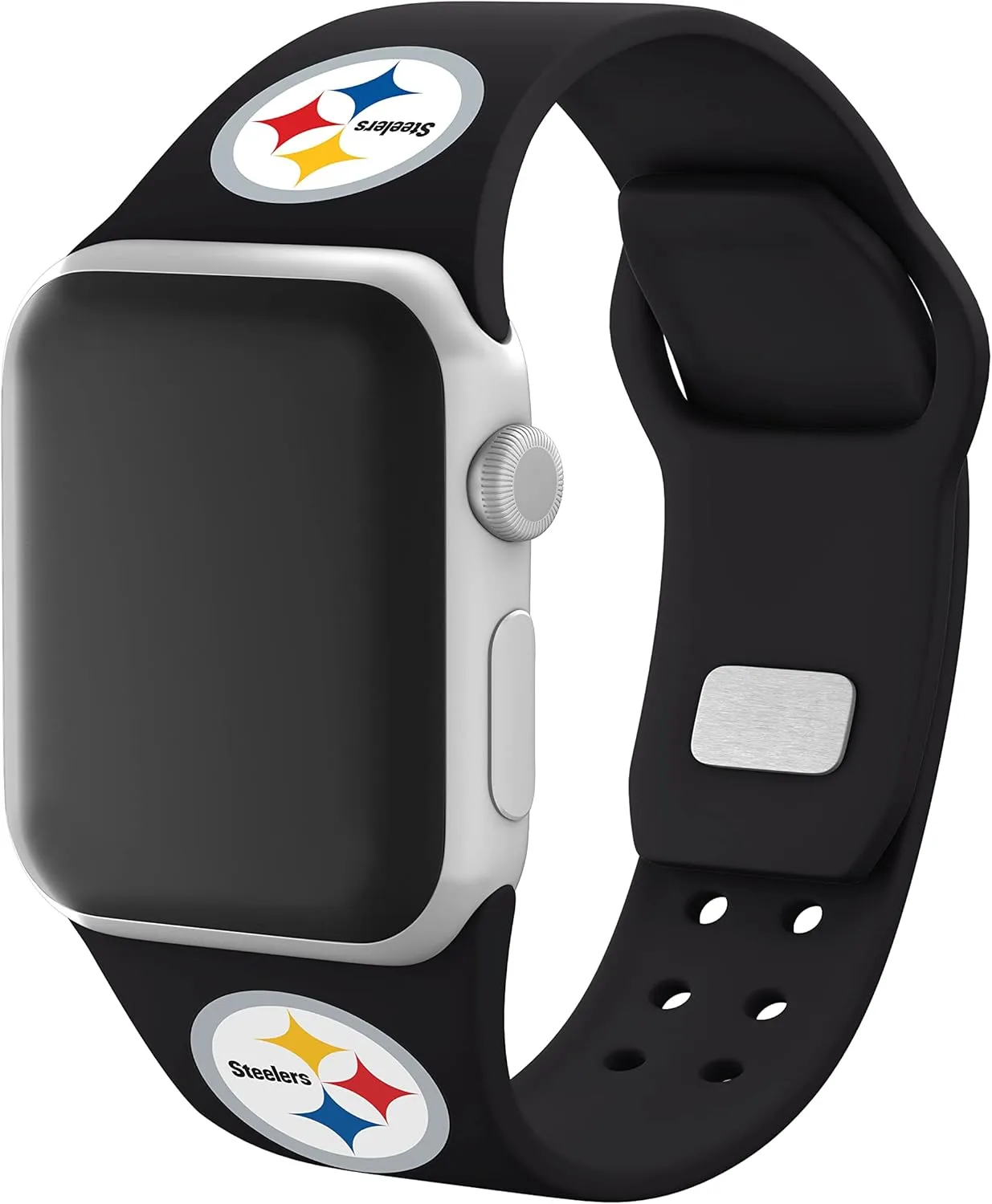 Game Time Pittsburgh Steelers Silicone Watch Band and Case Cover Combo Package Compatible with Apple Watch and AirPods Pro