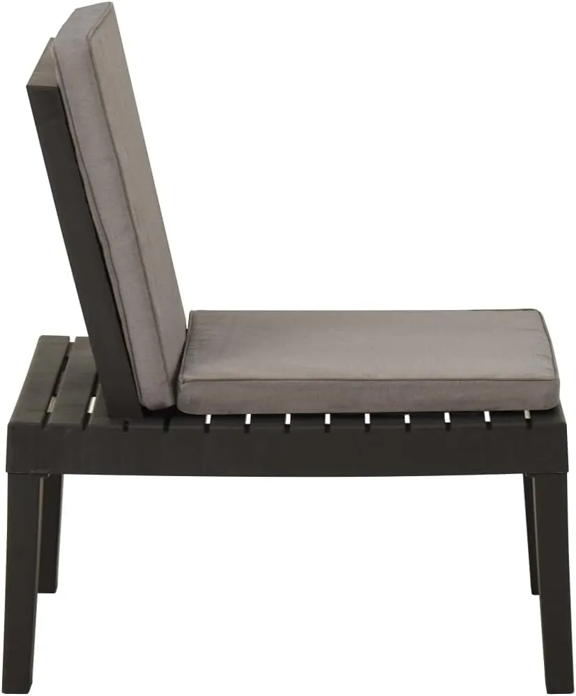 Garden Chairs, Front Porch Chairs, Patio Lounge Chair with Cushion, Easy to Clean Suitable for Indoor, Patio, Deck, Front Porch, Garden Plastic Gray