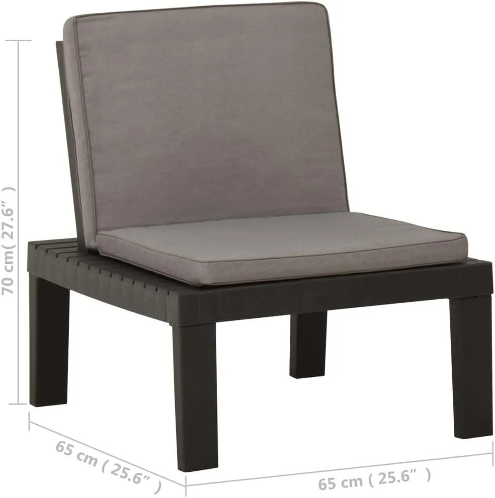 Garden Chairs, Front Porch Chairs, Patio Lounge Chair with Cushion, Easy to Clean Suitable for Indoor, Patio, Deck, Front Porch, Garden Plastic Gray