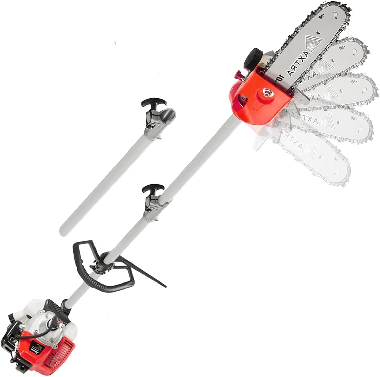 Gas Powered Pole Saw, 90-180 Rotatable Cordless Extension Chainsaw for Tree Trimming with 3.6ft Extension Pole Reach to 16 feet for Tree Limb Branches Pruning, Adjustable Saw Head