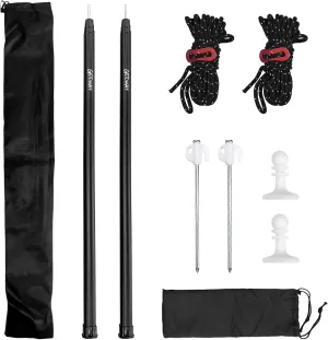 GEEWAY 2 Pcs 77 Inch Tarp Poles for Camping, Heavy Duty Telescoping Tent Pole, Aluminum Adjustable Tent Poles for Outdoor Activity, Wilderness Adventure and RV Travel (Black)