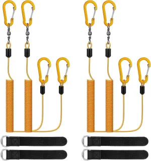 Gejoy 8 Pcs Kayak Paddle Leash Heavy Duty Retractable Coiled Lanyard Pole Tether Straps for Kayaking Boating Canoeing Fishing Pole Rod Board Fishing Accessories