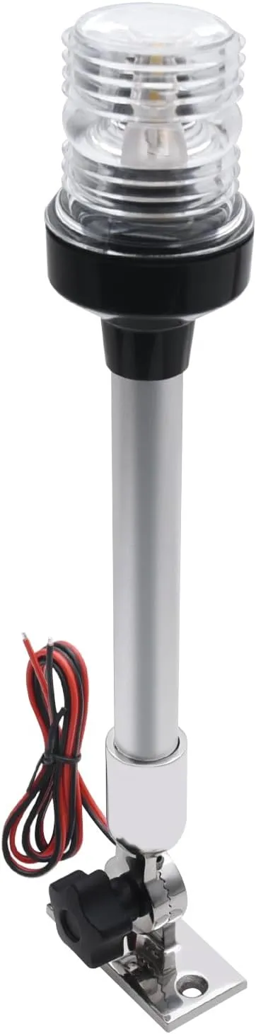 Geloo 12 Inch Navigation Lights - Fold Down Stern & Anchor Lights for Pontoon, Fishing Boat & Yacht - All Round 360 Illumination - 3 Nautical Mile
