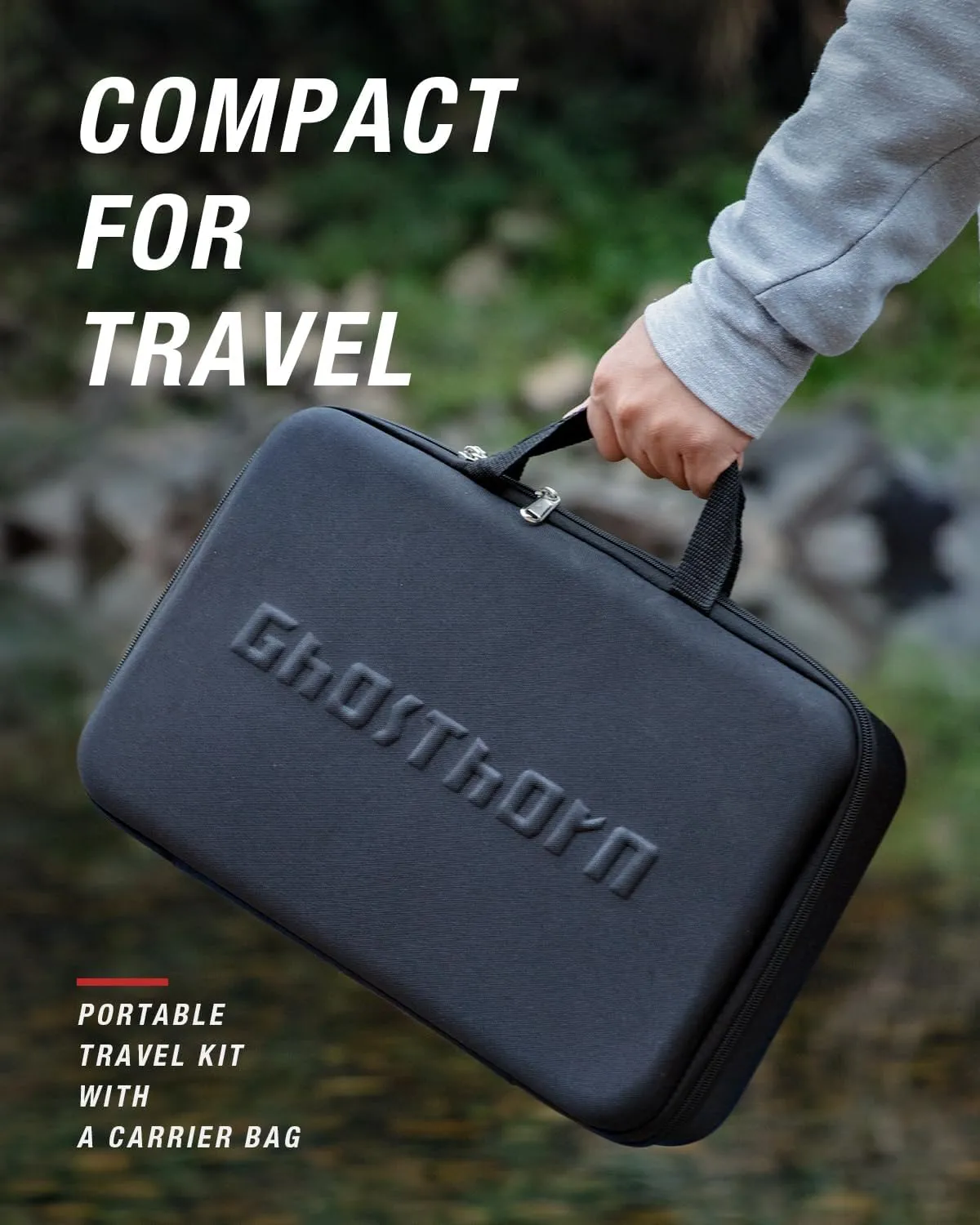 Ghosthorn Graphite Fishing Rod and Reel Combo, Bait Casting Telescoping Fishing Pole Collapsible Portable Travel Kit with Carrier Bag for Freshwater Fishing Gift for Men Women