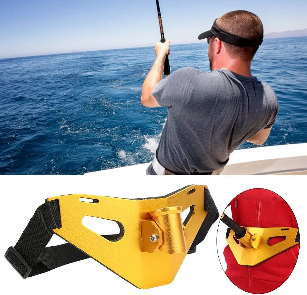 Gimbal Padded Rod Holder, Aluminium Alloy Adjustable Fishing Fighting Belt Stand Up Gimbal Padded Fish Rod Holder Tackle Boat Fishing Rod Holder