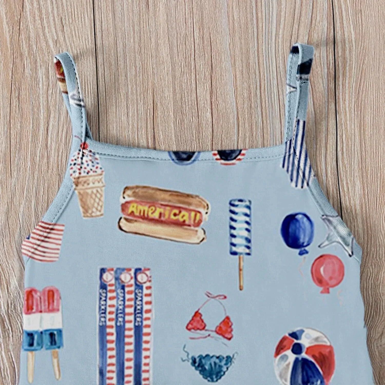 Girls Halte𝐫 Backless Romper Independence Day Star Print Strap Jumpsuit Overall Toddler Kids July 4th Clothes