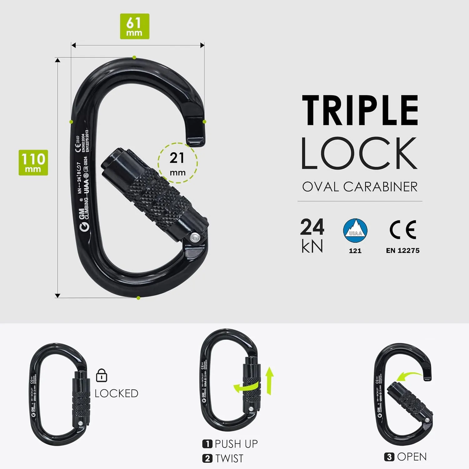 GM CLIMBING 32kN Double Tie-in Hitch Pulley CE UIAA Certified Hitch Tender Advance Prusiks for Arborist Tree Climbing Positioning Lanyards