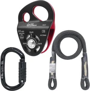 GM CLIMBING 32kN Double Tie-in Hitch Pulley CE UIAA Certified Hitch Tender Advance Prusiks for Arborist Tree Climbing Positioning Lanyards
