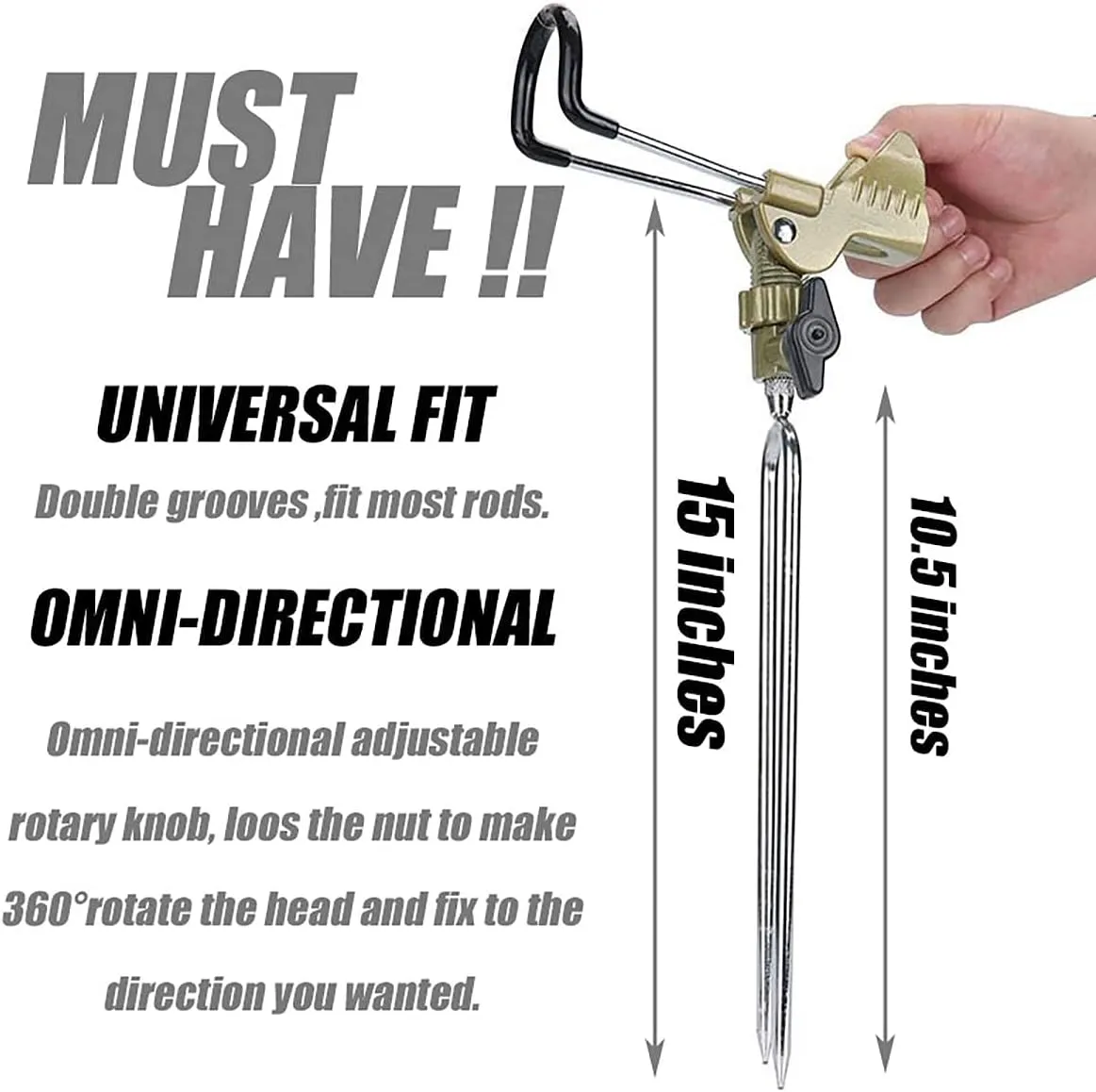GOLDEAL Rod Holders for Bank Fishing,Bank Fishing Rod Rack Stand,Fish Pole Holder for Beach,360 Degree Adjustable.