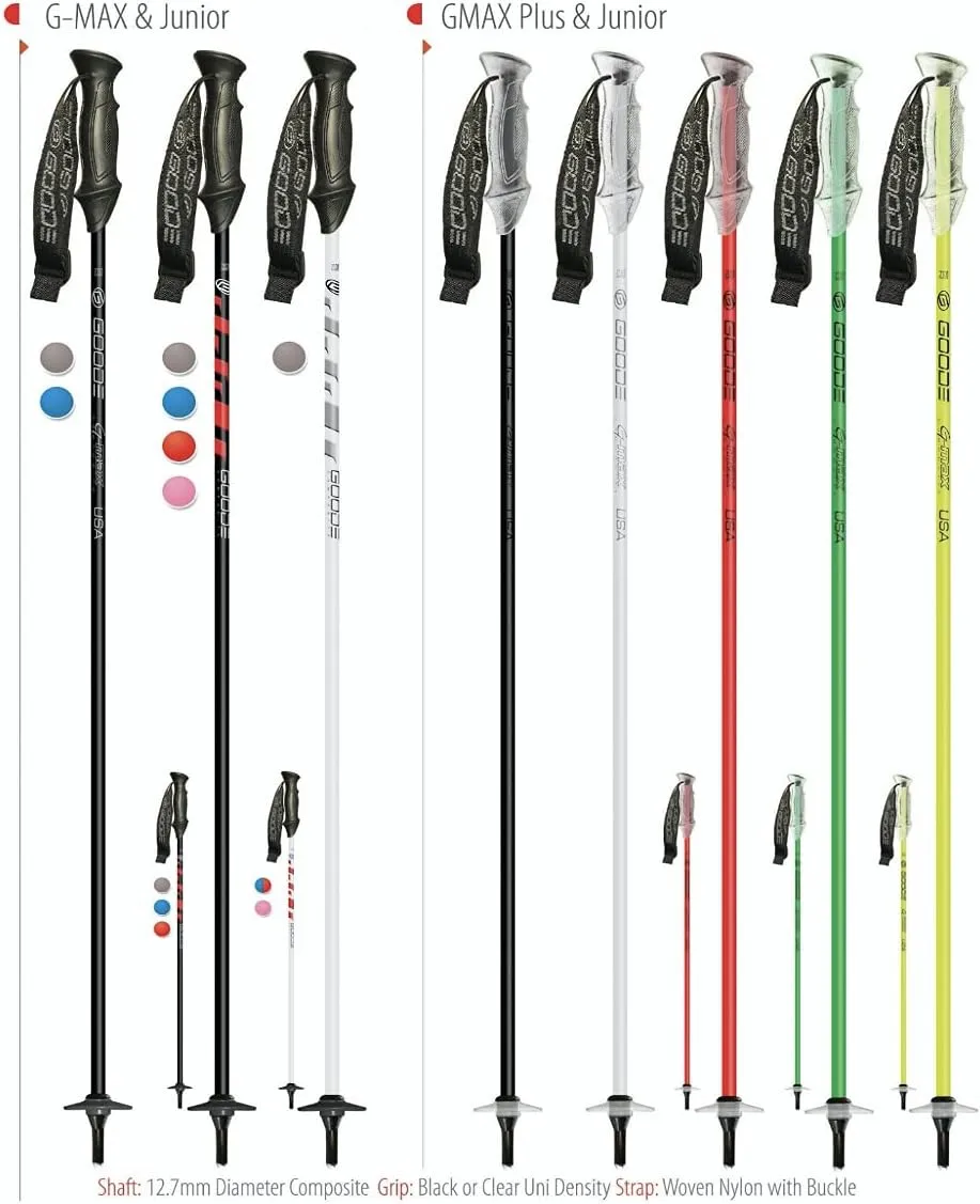 GOODE G-Max Summit Ski Poles – Lightweight & Durable Carbon Composite Downhill Ski Poles for Men & Women – Ergonomic Grip & Shock Absorbing Design – Pair