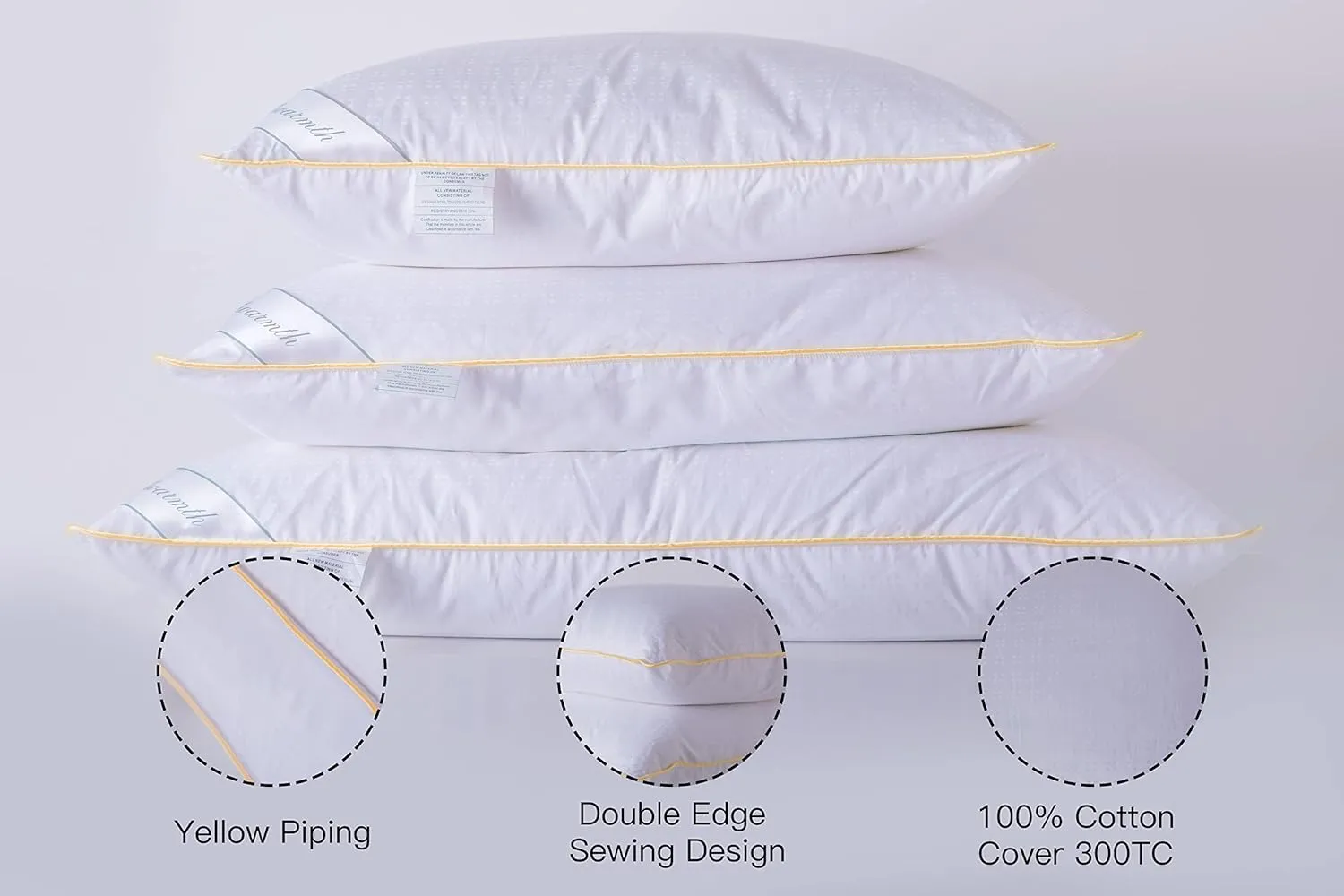 Goose Down Feather Pillows Standard Size One Pillow 100% Cotton Classic White Supportive Cool Bed Pillows for Back Side Stomach Sleepers