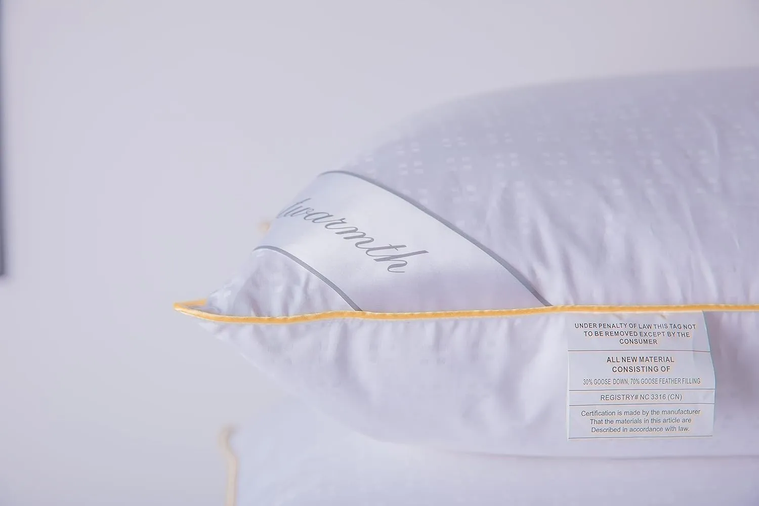 Goose Down Feather Pillows Standard Size One Pillow 100% Cotton Classic White Supportive Cool Bed Pillows for Back Side Stomach Sleepers