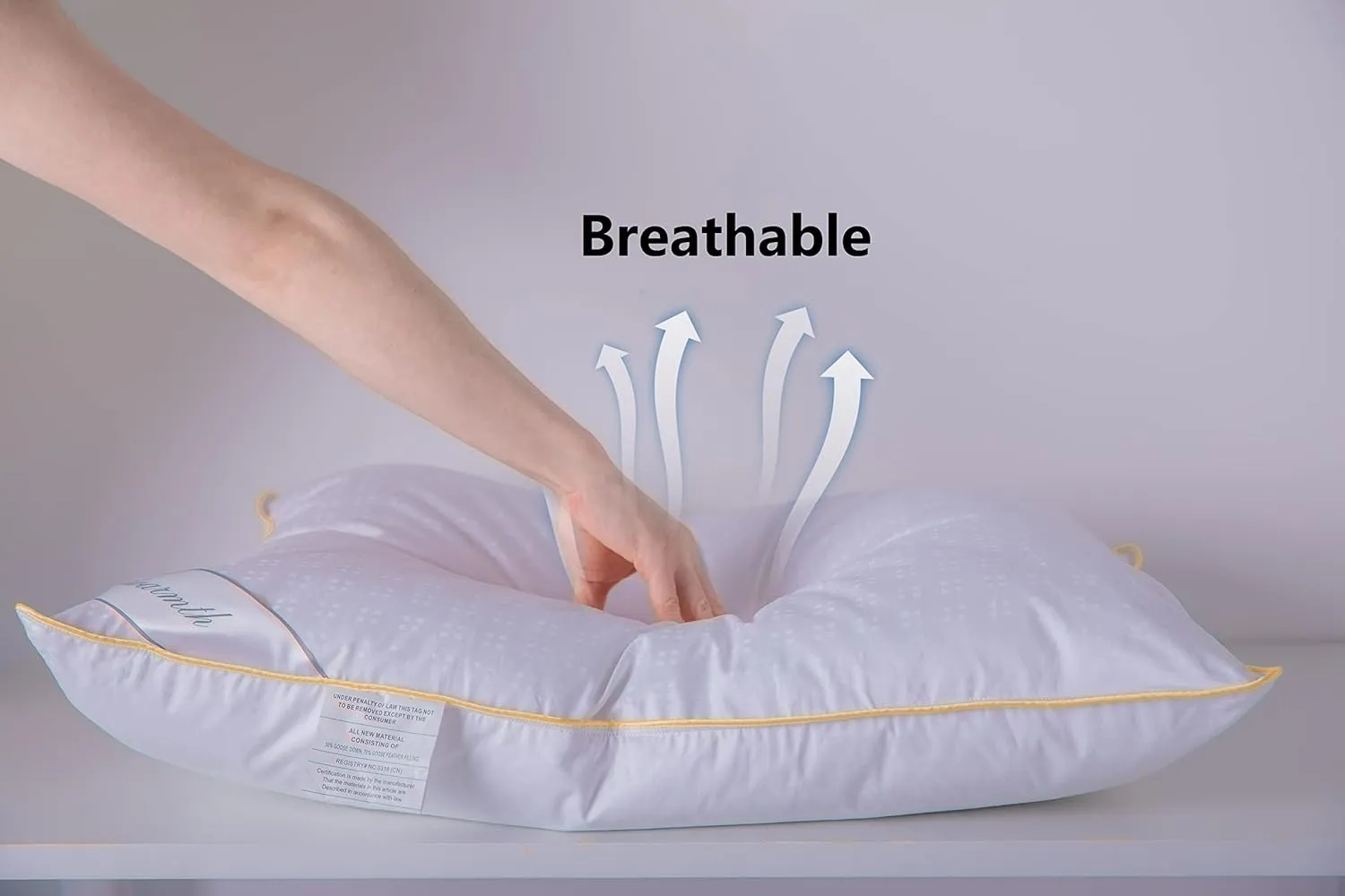 Goose Down Feather Pillows Standard Size One Pillow 100% Cotton Classic White Supportive Cool Bed Pillows for Back Side Stomach Sleepers
