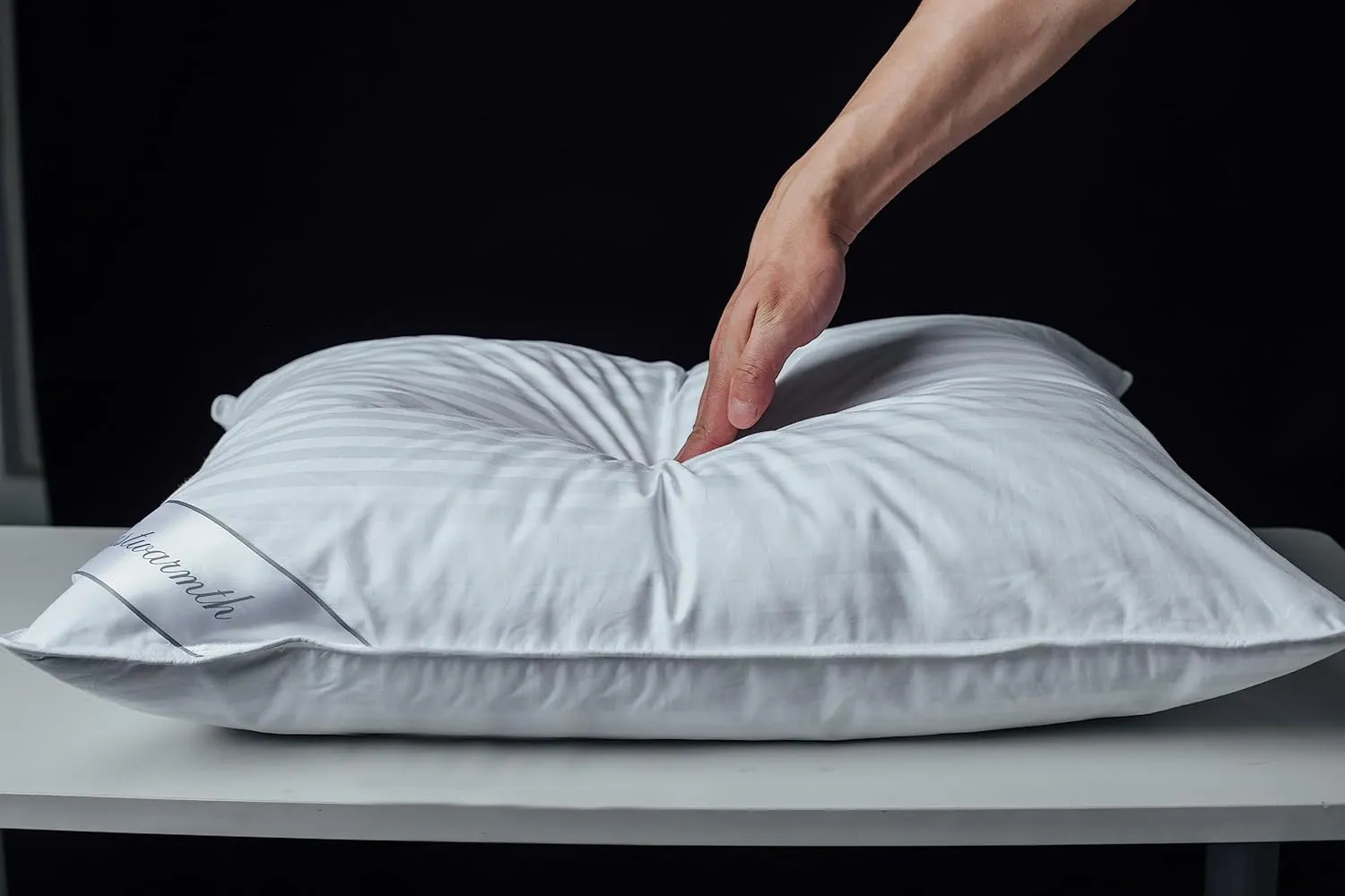 Goose Down Feather Soft Pillows One Pillow 100% Cotton Supportive Bed Pillow Stripe White Color Standard Size 20x26 inch