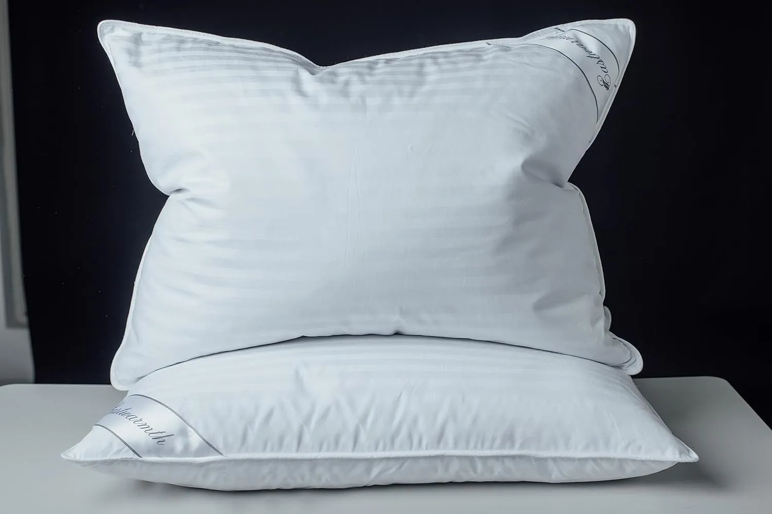 Goose Down Feather Soft Pillows One Pillow 100% Cotton Supportive Bed Pillow Stripe White Color Standard Size 20x26 inch