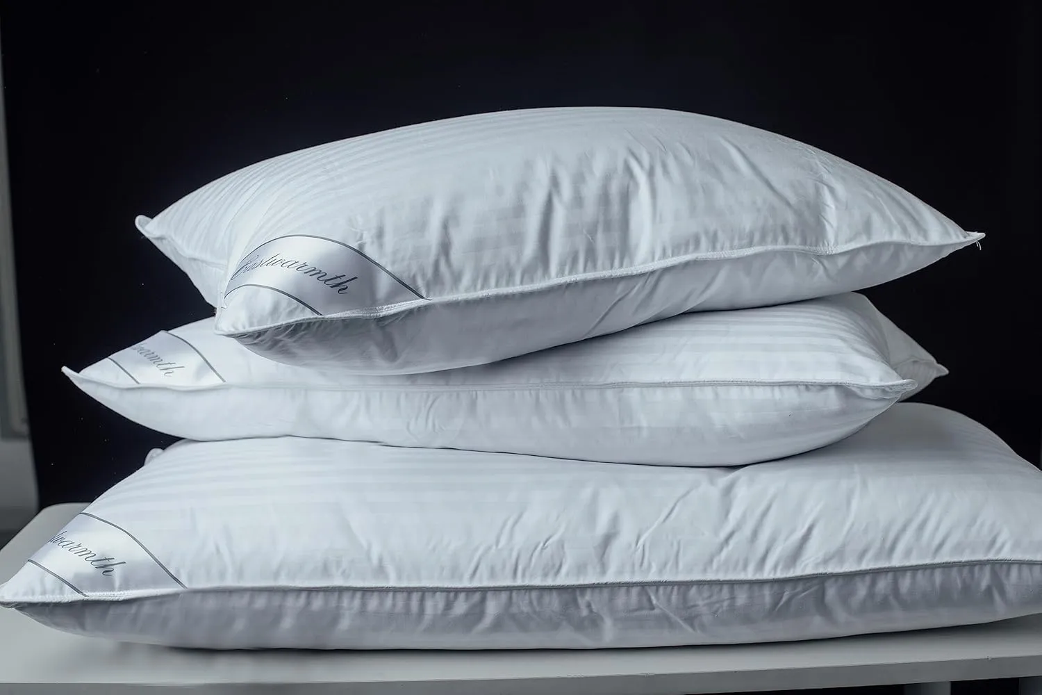 Goose Down Feather Soft Pillows One Pillow 100% Cotton Supportive Bed Pillow Stripe White Color Standard Size 20x26 inch