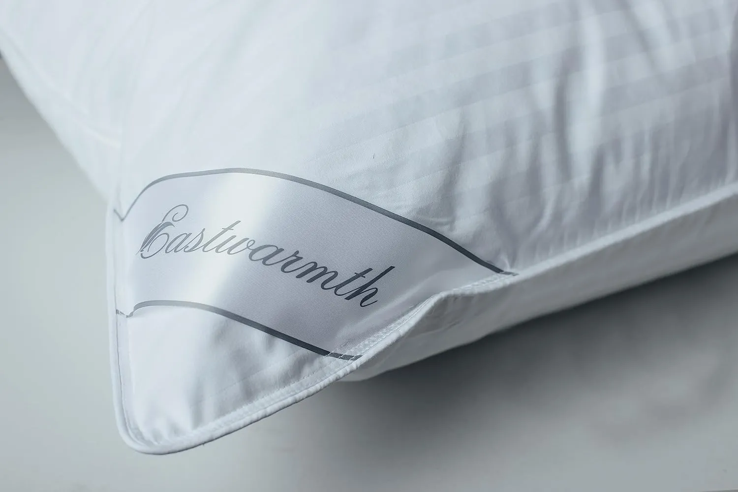 Goose Down Feather Soft Pillows One Pillow 100% Cotton Supportive Bed Pillow Stripe White Color Standard Size 20x26 inch