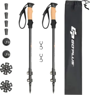 Goplus Trekking Poles, 2 Pack Adjustable Anti-Shock Hiking Walking Climbing Sticks, Lightweight Aluminum 7075 with Carry Bag