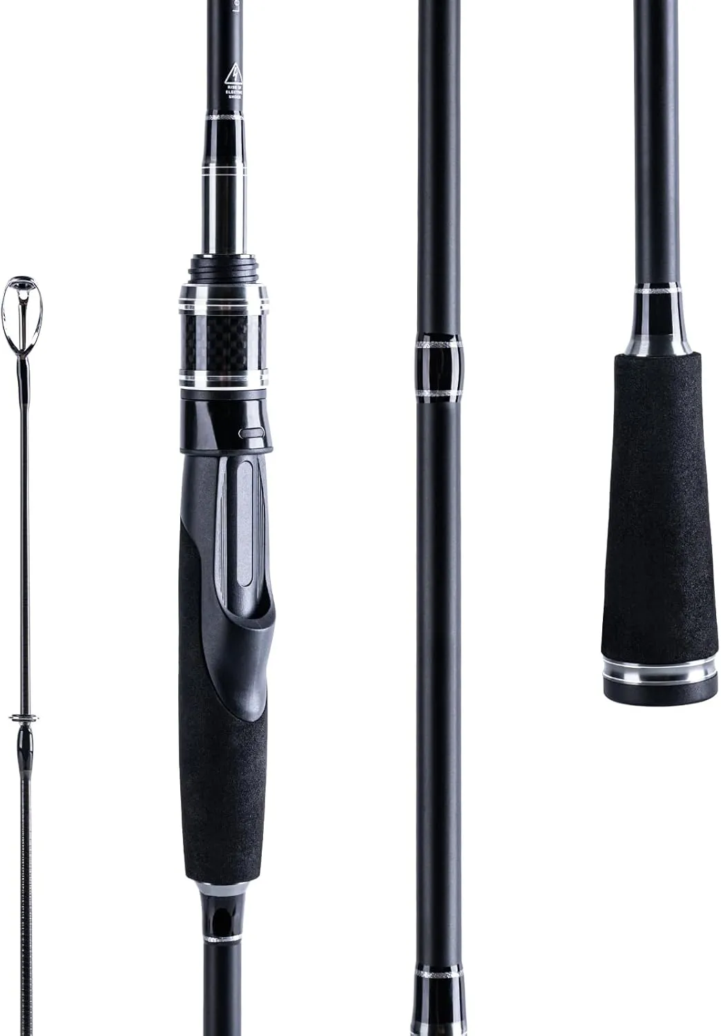 Goture 2-Piece Spinning Fishing Rod 24 Ton Carbon Fiber 6’6” Portable Travel Fishing Pole Boat Fishing Pole with Extra Tip Section, Medium Baitcaster Rod for Bass Fishing Trout Fishing Crappie Fishing