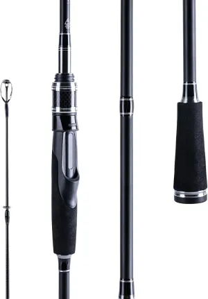 Goture 2-Piece Spinning Fishing Rod 24 Ton Carbon Fiber 6’6” Portable Travel Fishing Pole Boat Fishing Pole with Extra Tip Section, Medium Baitcaster Rod for Bass Fishing Trout Fishing Crappie Fishing